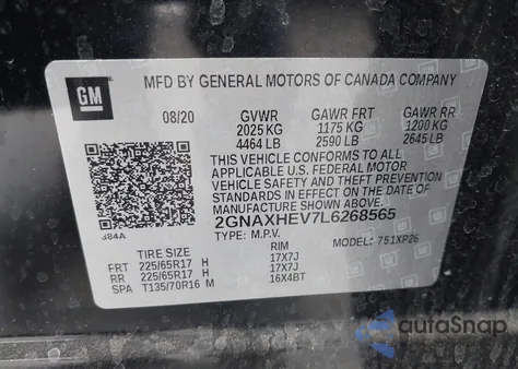 2020 Chevrolet Equinox Fwd Ls from USA, damaged, VIN 2GNAXHEV7L6268565
